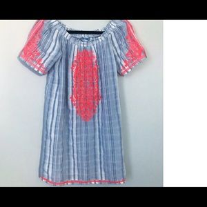 Cute Embroidered Beach Coverup. XL. Blue Island.